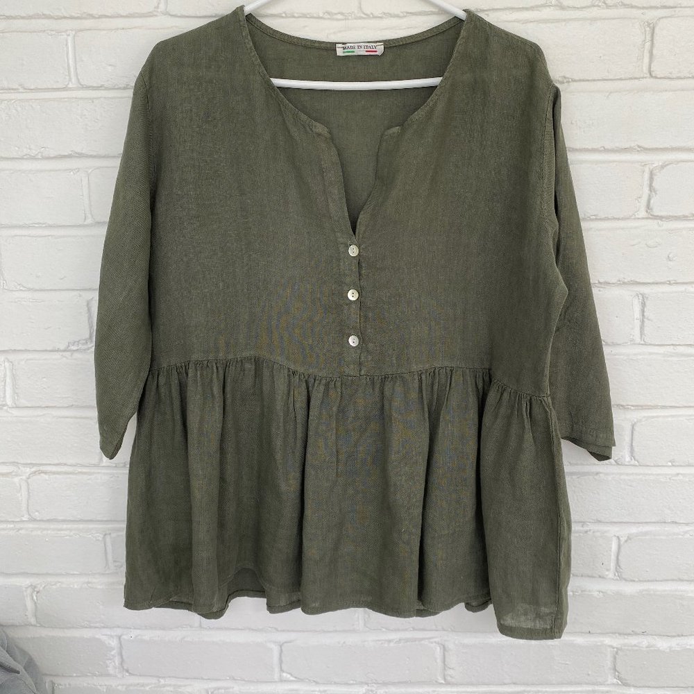Linen Peplum Top